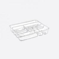 Лоток для столових приладів Dunya Plastik подвійний, прозорий пластик 14008