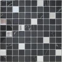 Самоклеюча поліуретанова плитка Sticker wall чорно-біла мозаїка SW-00001149