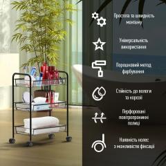 Этажерка мобильная Sticker wall трехъярусная универсальная из металла черная 45*27*65см SW-00002106
