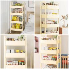 Этажерка мобильная Sticker wall трехъярусная универсальная из металла кремовая 45*30*78см SW-00002113