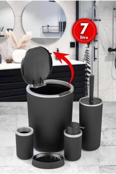 Набор для ванной комнаты (5 предметов), черно-серый Boxup FT-410