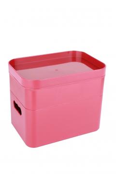 Two-level organizer with lid Okyanus Plastik 22.5x15x18 cm, red, plastic OKY-676