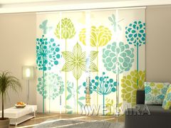 Panel curtain Painted flowers