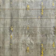 Self-adhesive 3D panel Sticker wall yellow flowers on wood SW-00001359