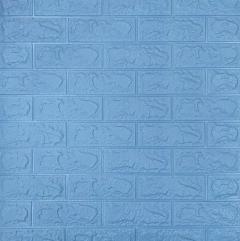 Самоклеюча 3D панель Sticker wall під цеглу Блакитний 700x770x5мм SW-00000297