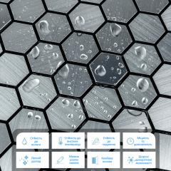 Самоклеющаяся алюминиевая плитка Sticker wall серебряная мозаика з зеркальными вставками 300х300х3мм SW-00001928 (D)