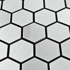 Самоклеющаяся алюминиевая плитка Sticker wall серебряная мозаика з зеркальными вставками 300х300х3мм SW-00001928 (D)