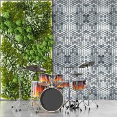 Самоклеющаяся алюминиевая плитка Sticker wall серебряная мозаика з зеркальными вставками 300х300х3мм SW-00001928 (D)