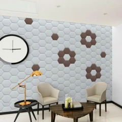 Self-adhesive 3D panel hexagon under leather Sticker wall White 1100 SW-00000740