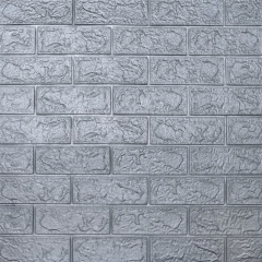 Self-adhesive 3D panel in a roll under a silver brick Sticker wall R017-3-20 SW-00001197