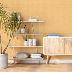 Самоклеюча 3D панель у рулоні під бежеву цеглу Sticker wall R009-3-20 SW-00001195