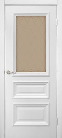 Межкомнатные двери Омис Сан Марко 1.2 СС+КР стекло бронза белый silk matt