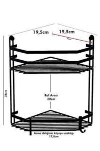 Two-level corner bathroom shelf with hooks Tekno-Tel ES 075A