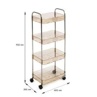 Mobile shelf Sticker wall four-tier acrylic and metal for storage beige 40*28.5*95cm SW-00002112