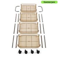 Mobile shelf Sticker wall four-tier acrylic and metal for storage beige 40*28.5*95cm SW-00002112
