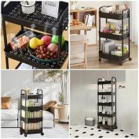 Mobile shelf Sticker wall four-tier universal plastic black 41*25*101cm SW-00002108
