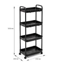 Mobile shelf Sticker wall four-tier universal plastic black 41*25*101cm SW-00002108