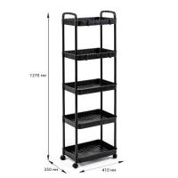 Mobile shelf Sticker wall five-tier universal plastic black 41*25*127cm SW-00002109