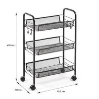 Mobile shelf Sticker wall three-tier universal made of metal black 45*27*65cm SW-00002106