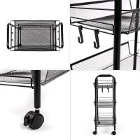 Mobile shelf Sticker wall three-tier universal made of metal black 45*27*65cm SW-00002106