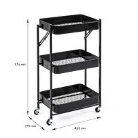Mobile shelf Sticker wall three-tier universal made of metal black 46.5*29*77.5cm SW-00002099