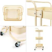 Mobile shelf Sticker wall three-tier universal made of metal cream 45*37*82cm SW-00002105