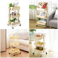 Mobile shelf Sticker wall three-tier universal made of metal cream 45*37*82cm SW-00002105