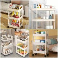 Mobile shelf Sticker wall three-tier universal plastic ivory 41*25*72cm SW-00002435