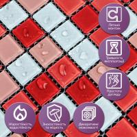 Мозаика из декоративного стекла Sticker wall красная 298х298х4,5мм SW-00002367
