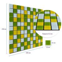 Мозаика из декоративного стекла Sticker wall желто-зеленая 298х298х4,5мм SW-00002362