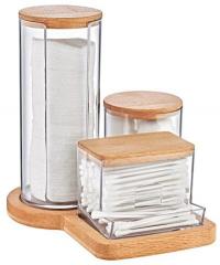 Organizer set of three parts 17x7.5x20 cm, transparent with wooden lid Boxup FT-211