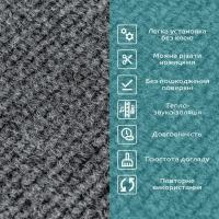 Плитка ковролиновая Sticker wall с TPR основой многоразовая темно-серая 300х300х4мм SW-00002801