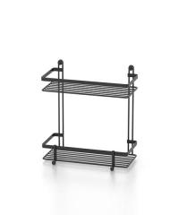 2-tier shelf with hooks matte black 25*12*27 cm ES067H