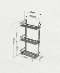Полка для ванной комнаты 3-уровневая 25x12x46 см, хром Tekno-Tel ES065H