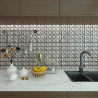 Self-adhesive aluminum tile Sticker wall silver with rhinestones SW-00001325