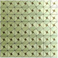 Self-adhesive aluminum tile Sticker wall green gold with rhinestones SW-00001172
