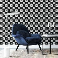 Self-adhesive aluminum tile Sticker wall black and silver with rhinestones 300x300x3mm SW-00001773 (D)