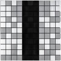 Самоклеюча алюмінієва плитка Sticker wall срібна з чорним мозаїка 300х300х3мм SW-00001825 (D)