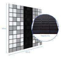 Самоклеющаяся алюминиевая плитка Sticker wall серебряная с чёрным мозаика 300х300х3мм SW-00001825 (D)