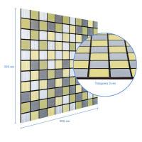 Самоклеющаяся алюминиевая плитка Sticker wall серебряная с золотом шахматы 300х300х3мм SW-00001827 (D)