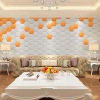 Self-adhesive 3D panel hexagon under leather Sticker wall White 1100 SW-00000740