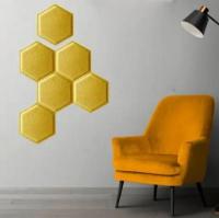 Self-adhesive 3D panel hexagon leather-look Sticker wall Dark yellow 1101 SW-00000741
