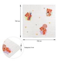 Самоклеющиеся 3D панель Sticker wall 700*700*4mm мишки на белом фоне (D) SW-00001975