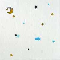 Wall panel 3D Sticker wall 700*700*4mm stars and moon white background (D) SW-00001970