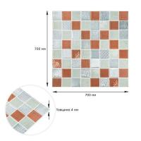 Самоклеюча 3D панель Sticker wall 700х700х4мм мозаїка коричнева (D) SW-00002012