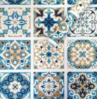 Self-adhesive film Sticker wall on paper backing vintage blue mosaic MM-3186-2 SW-00000788