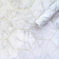 Self-adhesive film Sticker wall Gray marble golden honeycomb KN-X0051-1 SW-00001212