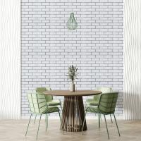 Самоклеющиеся 3D панель Sticker wall кирпич белый с серебряной полоской 100-3 SW-00000752