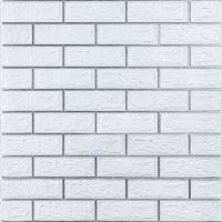 Самоклеющиеся 3D панель Sticker wall кирпич белый с серебряной полоской 100-3 SW-00000752