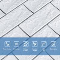 Самоклеющиеся 3D панель Sticker wall кирпич белый с серебряной полоской 100-5 SW-00000753